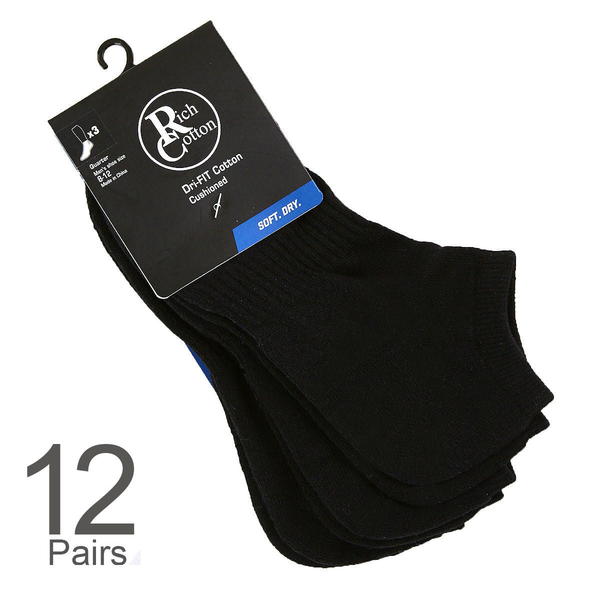 Black No-Show Socks - 12 pairs