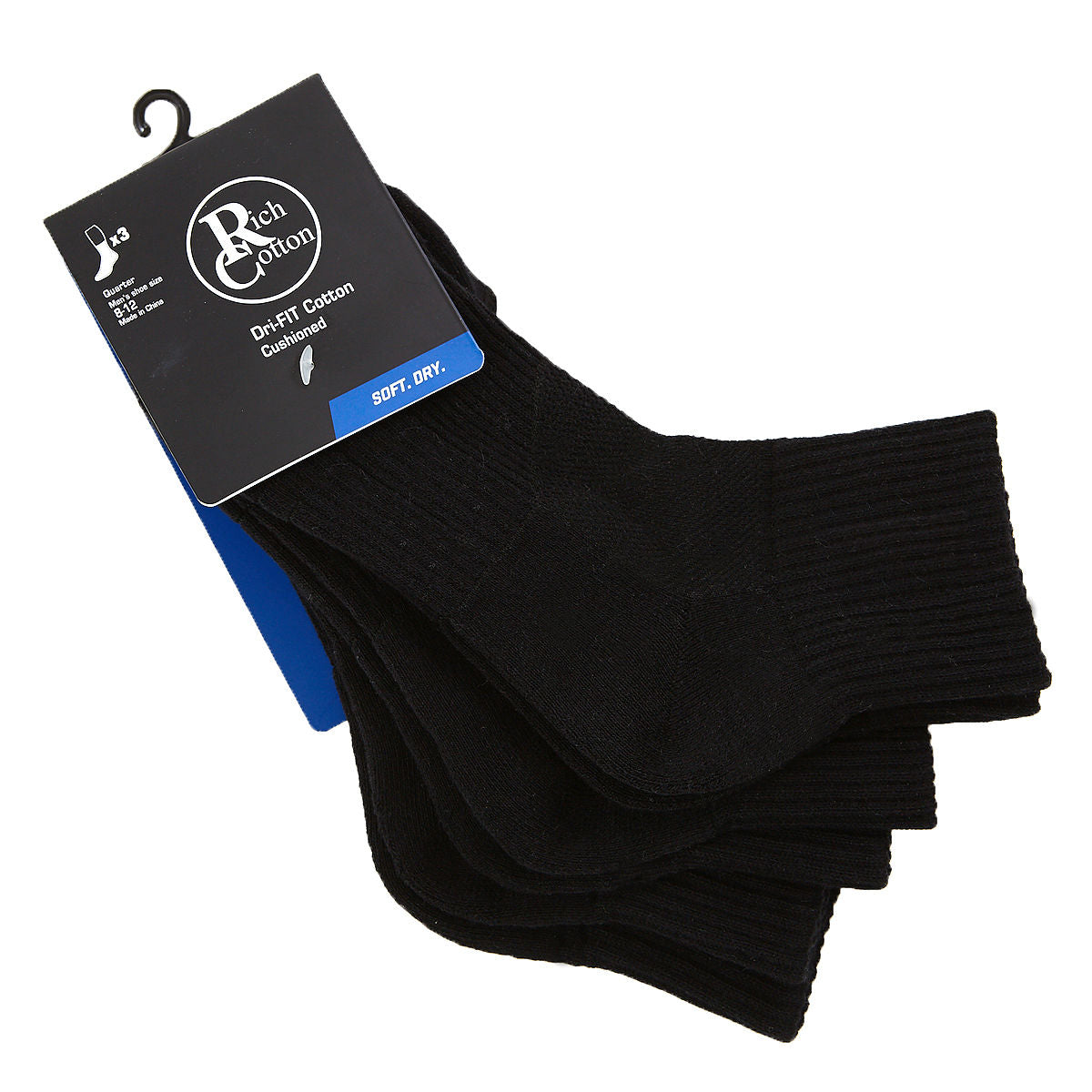 Black Quarter Socks - 3 pairs