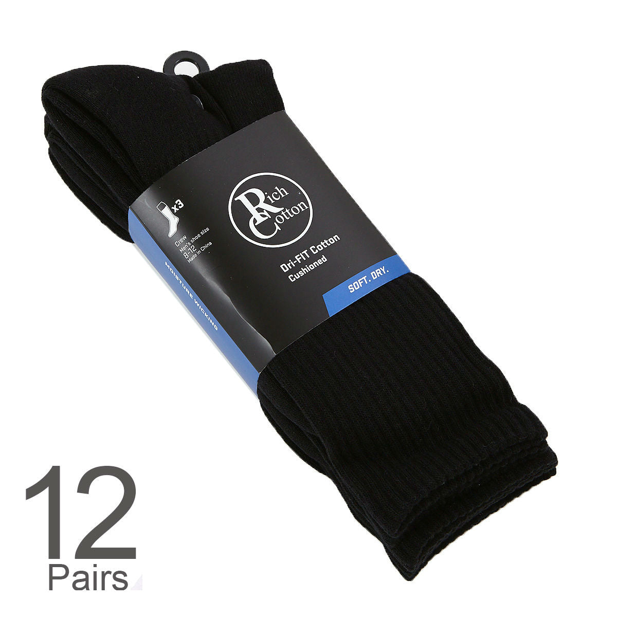 Black Crew Socks - 12 pairs