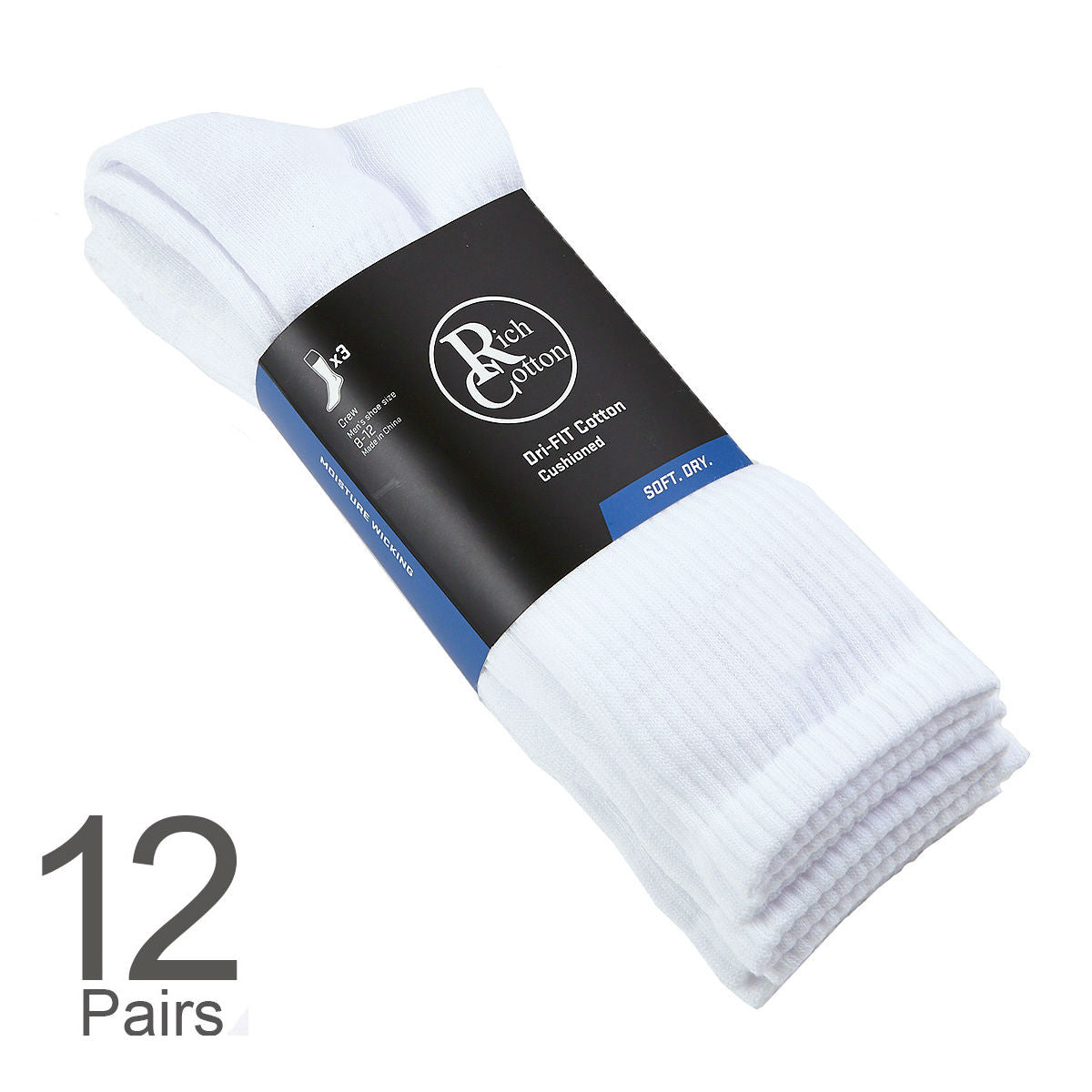 White Crew Socks - 12 pairs