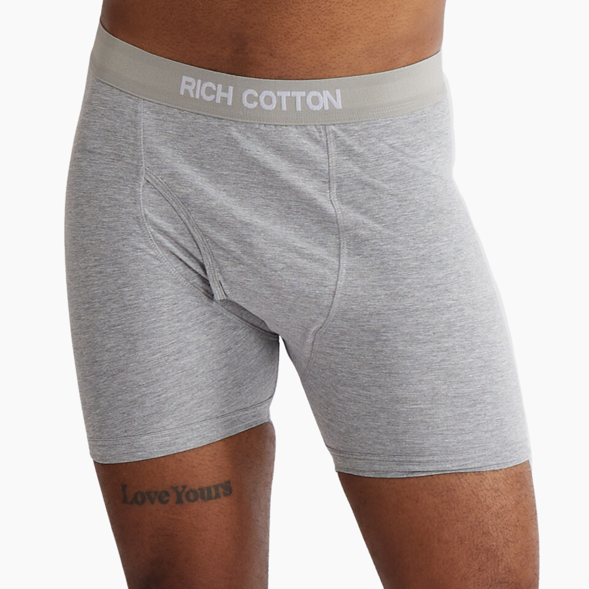 Rich Cotton Gray Boxer Briefs, Breathable cotton stretch for everyday comfort.