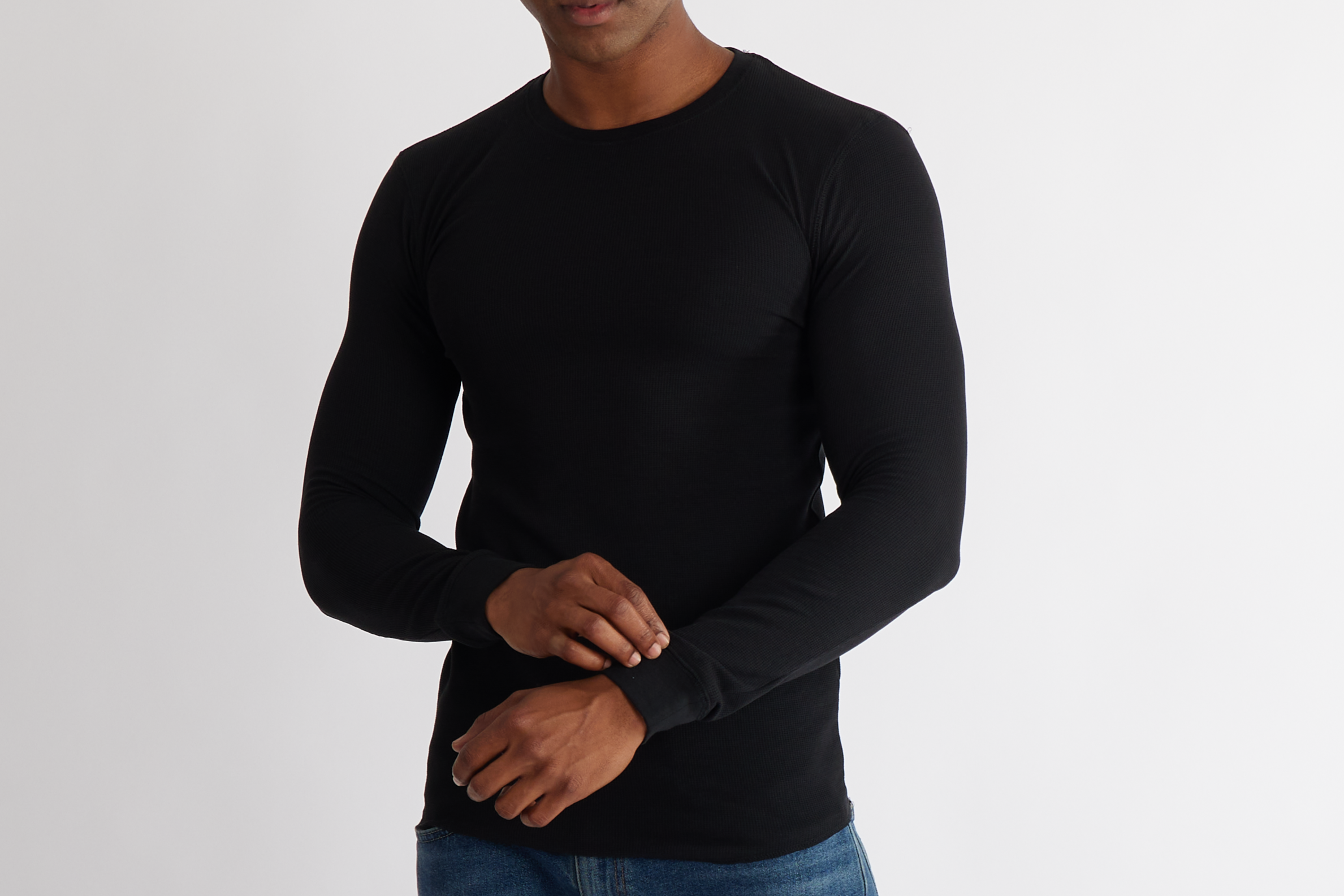 Classic black Rich Cotton thermal, snug fit for layered warmth.