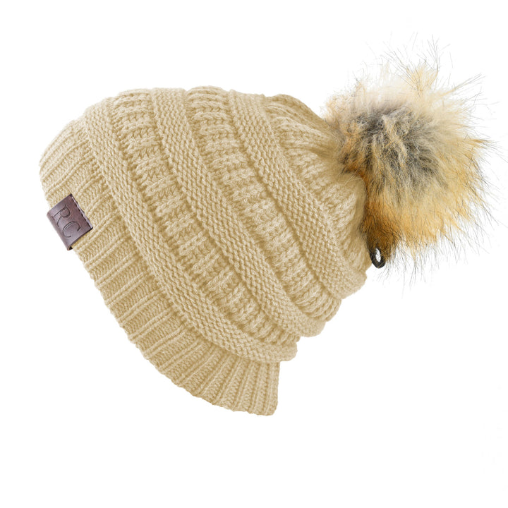 Faux Fur Pom Pom Beanie