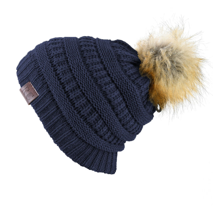 Faux Fur Pom Pom Beanie
