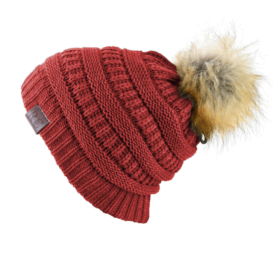 Faux Fur Pom Pom Beanie