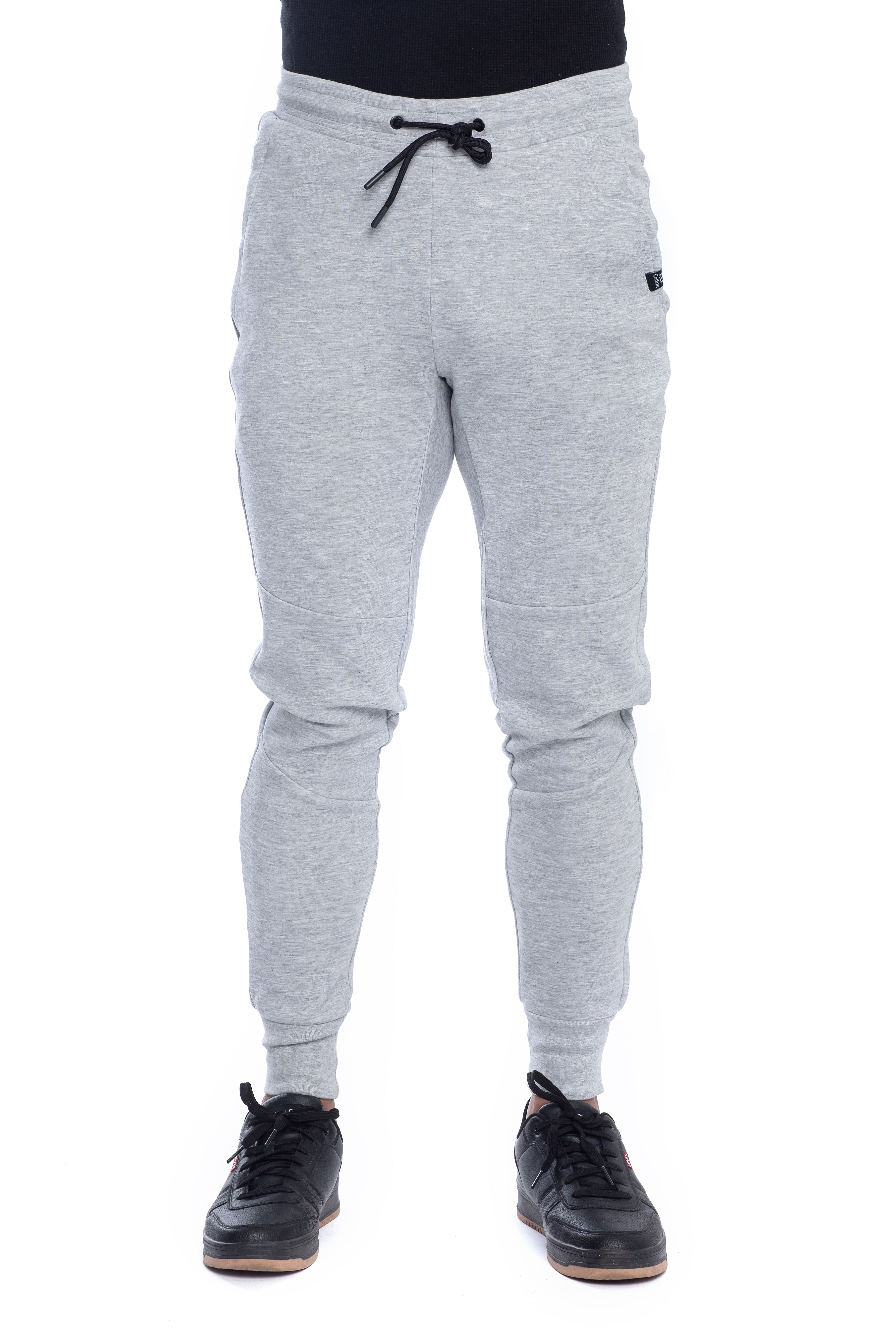Men�fs slim fit light gray joggers with black drawstring and elastic waistband, casual sweatpants with tapered leg design