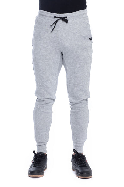Men�fs slim fit light gray joggers with black drawstring and elastic waistband, casual sweatpants with tapered leg design