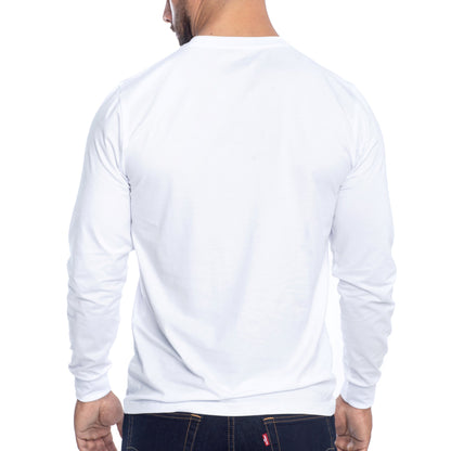 Plain white slim fit men�Efs long sleeve round neck shirt, back design