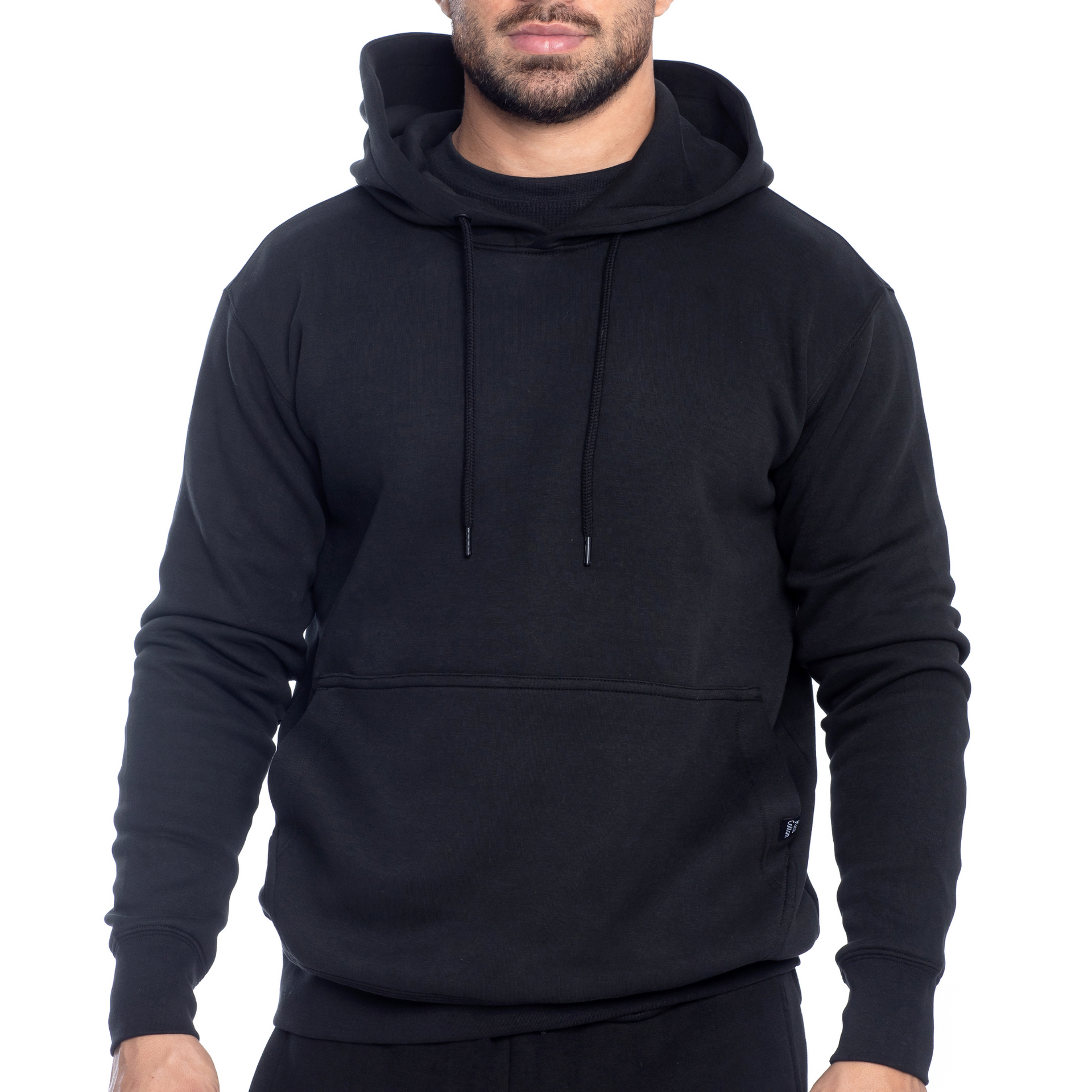 Rich Cotton Tech Fleece Hoodie Jacket Full Zipper Black