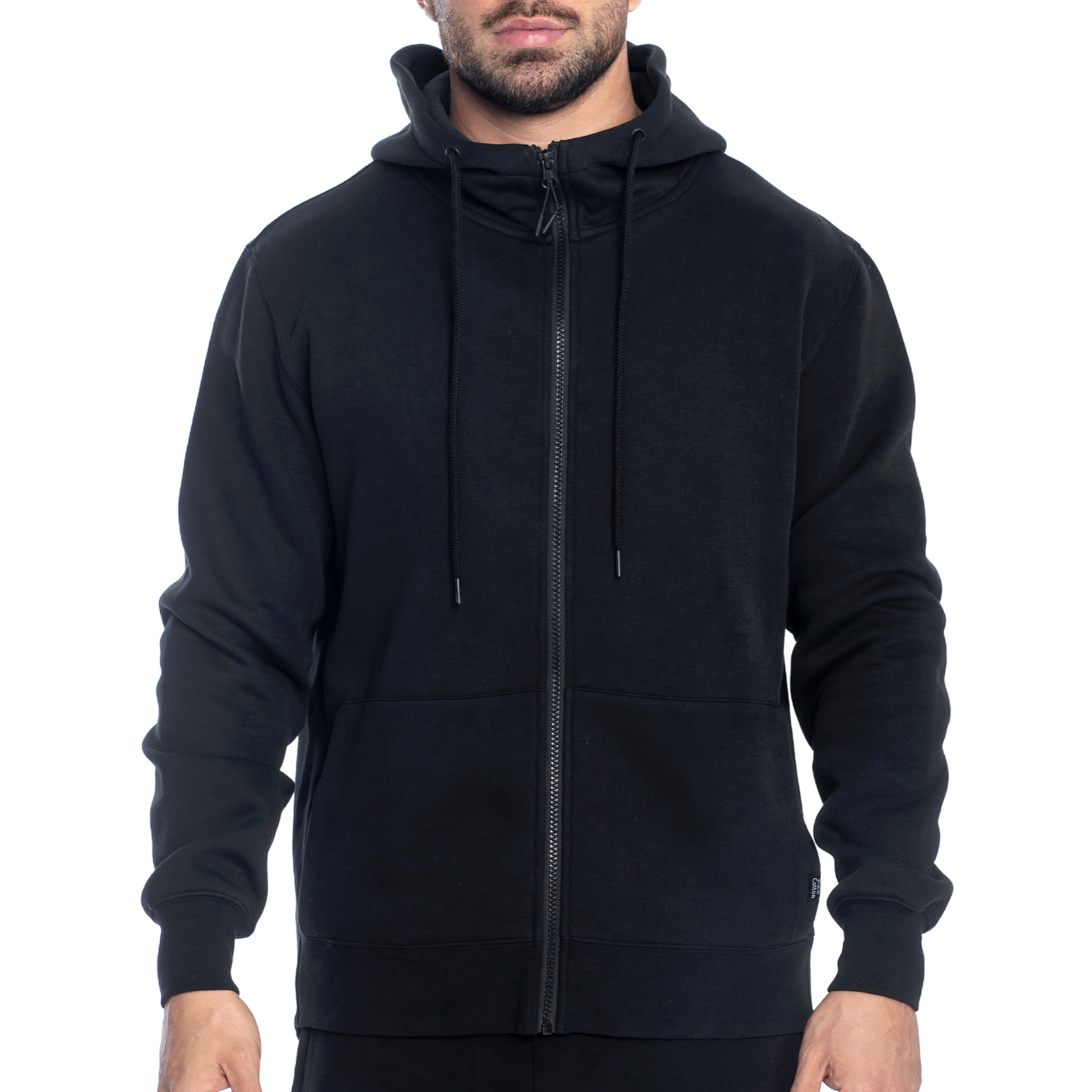 Rich Cotton Tech Fleece Hoodie Jacket Full Zipper Black
