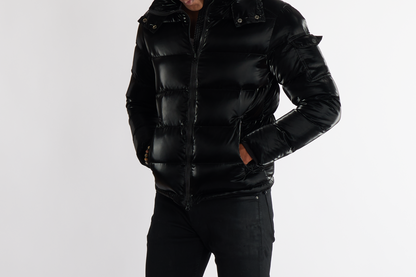 Rich Cotton MONA black hooded jacket featuring lightweight warmth and modern silhouette.