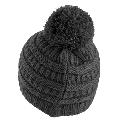 Kids Pom Pom Beanie Black - Rich Cotton