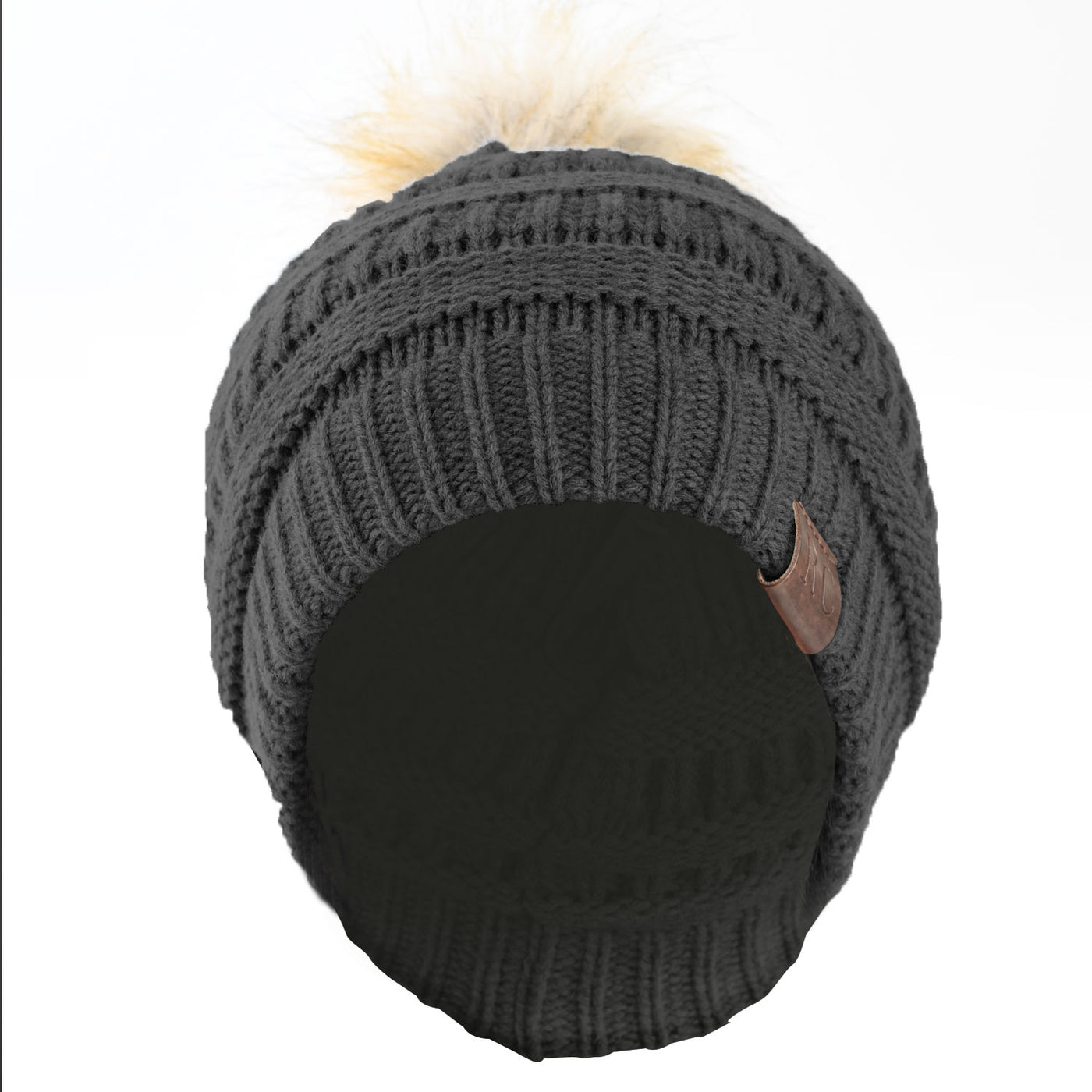 Faux Fur Pom Pom Beanie Black - Rich Cotton