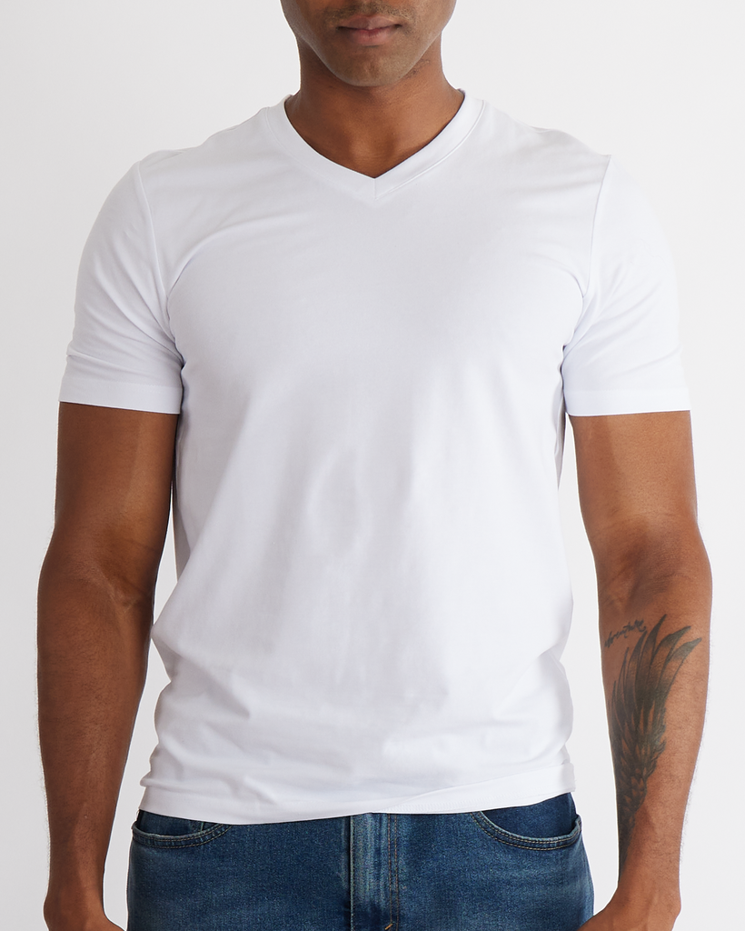 Thin white v hot sale neck t shirts